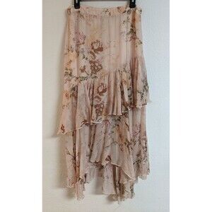 NEW~Women's SUNDANCE Versailles Pink Floral Tiered Ruffle Skirt Size Medium